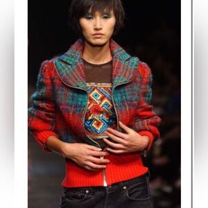 Super Rare Vintage 2003 y2k Sul Yun Hyoung Korean Designer plaid knitted jacket